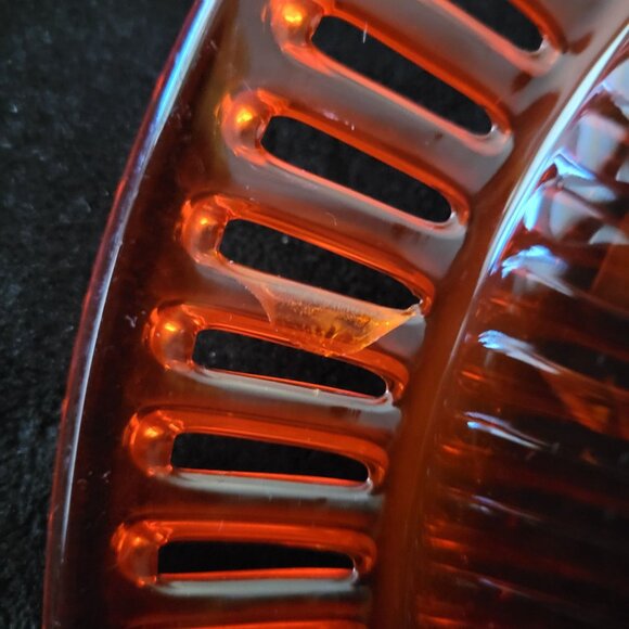 Vtg US Glass Tiffin #8076 Tangerine Amberina Open Work Ribbon Console Bowl *Read - Picture 13 of 13